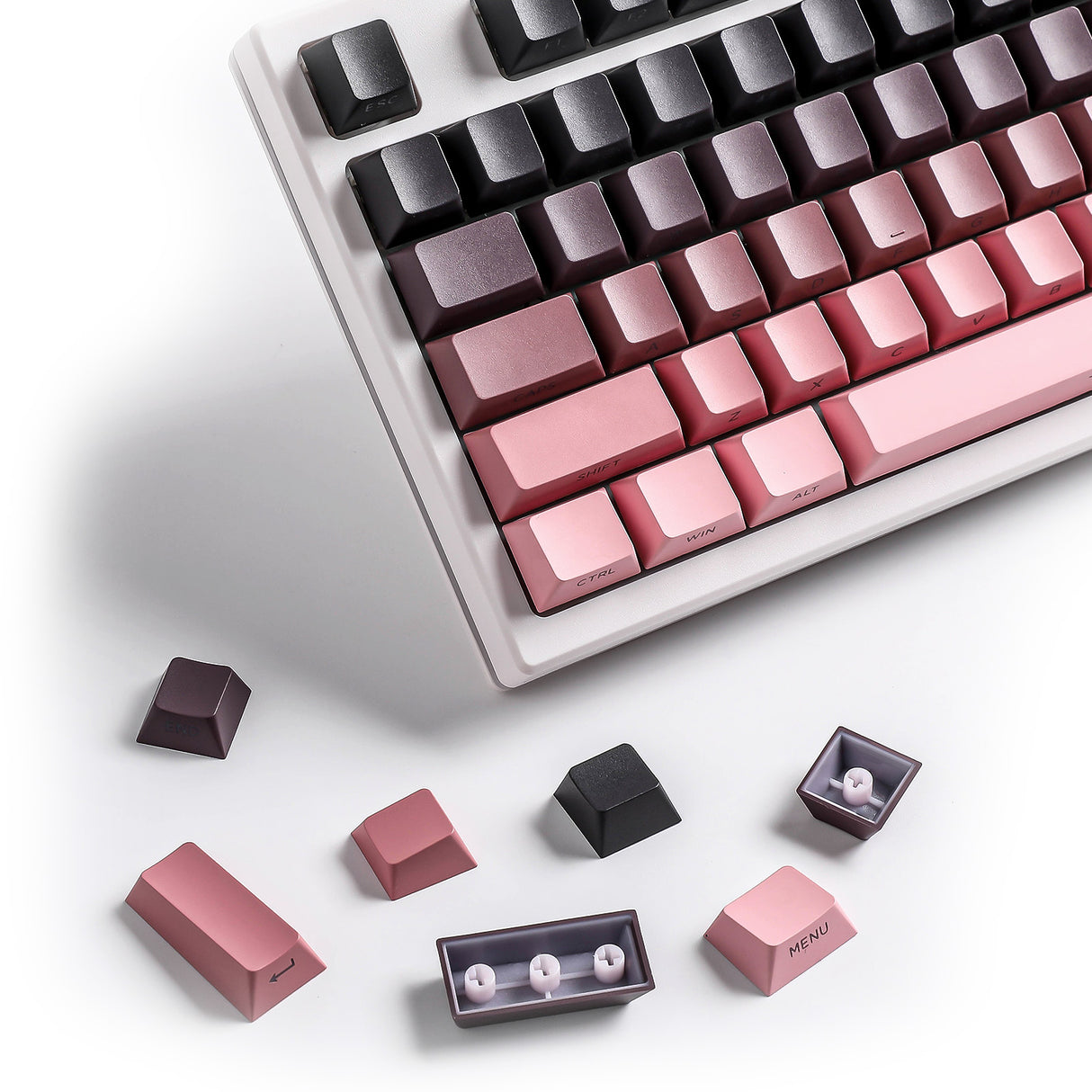 YUNZII Gradient Black Pink Cherry Profile Keycap Set