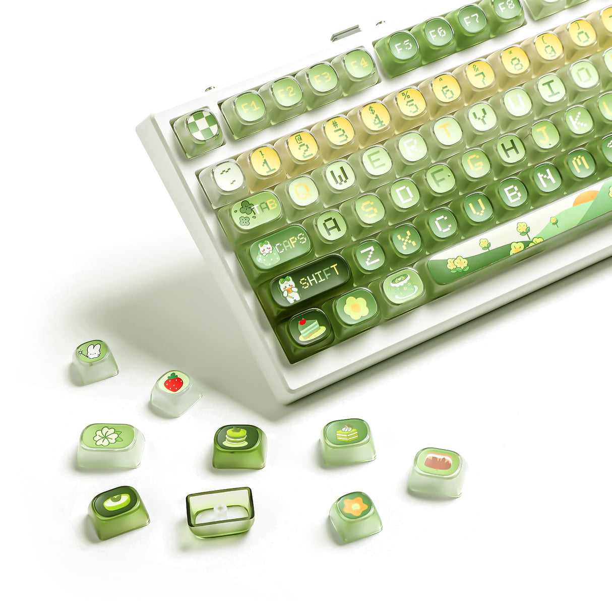 YUNZII Pudding Matcha Bunny MOA Profile Keycap Set