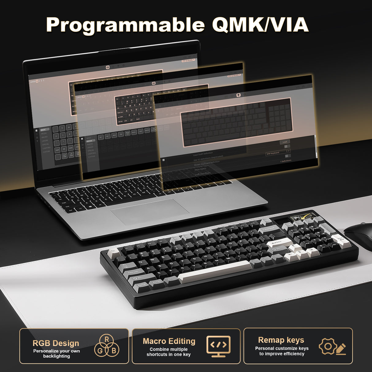 YUNZII IF99 QMK/VIA Full Size LCD Mechanical Keyboard