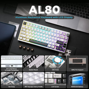 YUNZII AL80 QMK/VIA Aluminum LCD Mechanical Keyboard