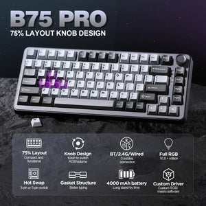 YUNZII B75 Pro Dark Gray Wireless Mechanical Keyboard