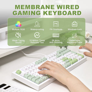 YUNZII D98 White Wired RGB Membrane Keyboard