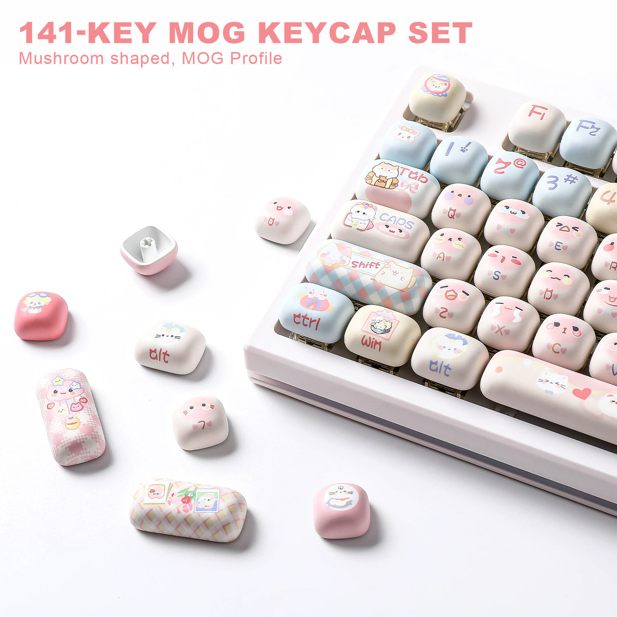 YUNZII Pink Kitten MOG Profile Keycap Set