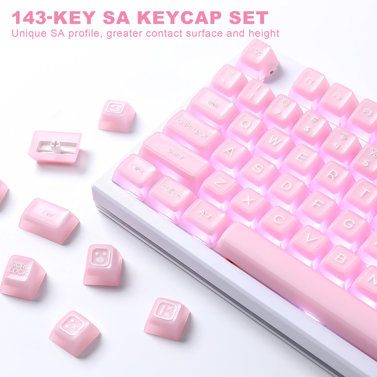 YUNZII Pink Jade SA Profile Keycap Set