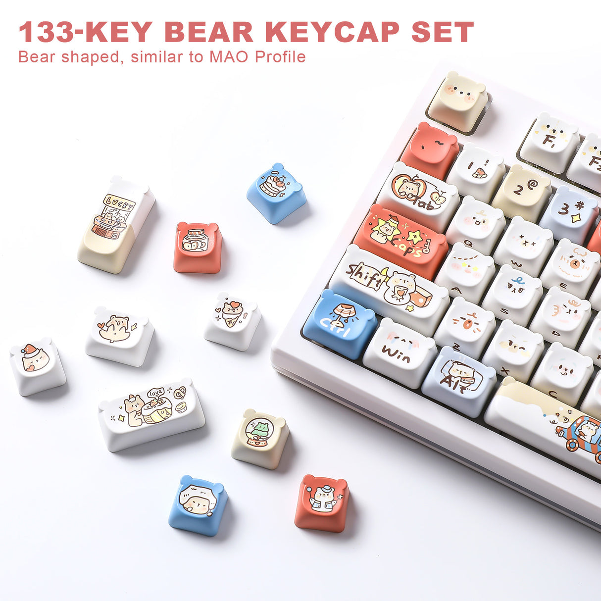 YUNZII Baby Bear MAO Bear Profile Keycap Set