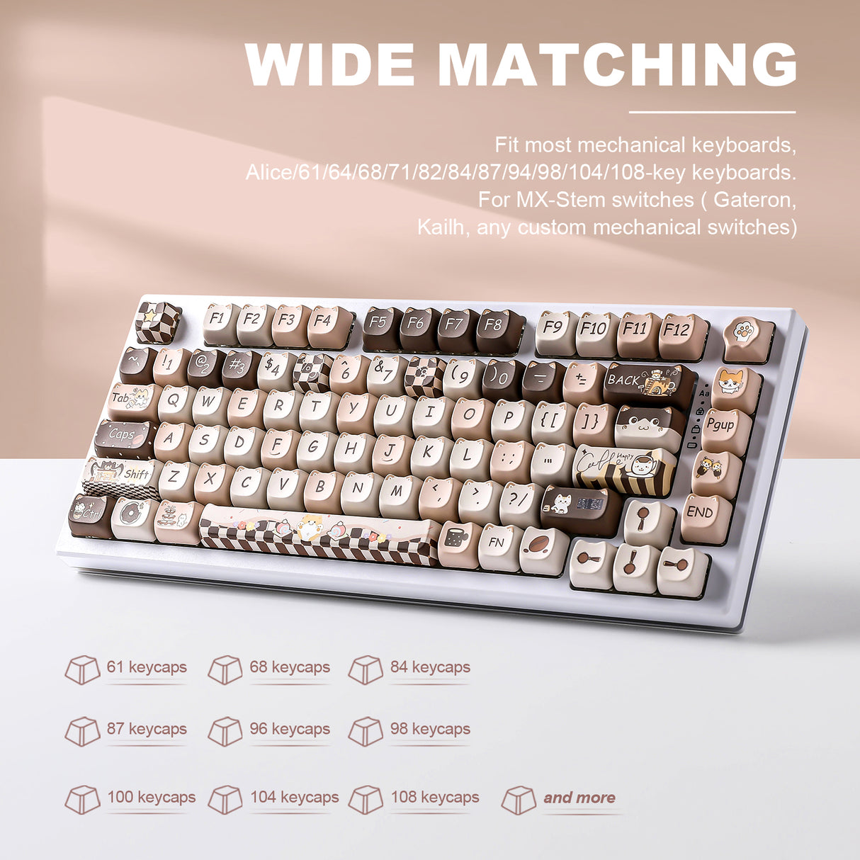 YUNZII Cappuccino MAO Profile Keycap Set