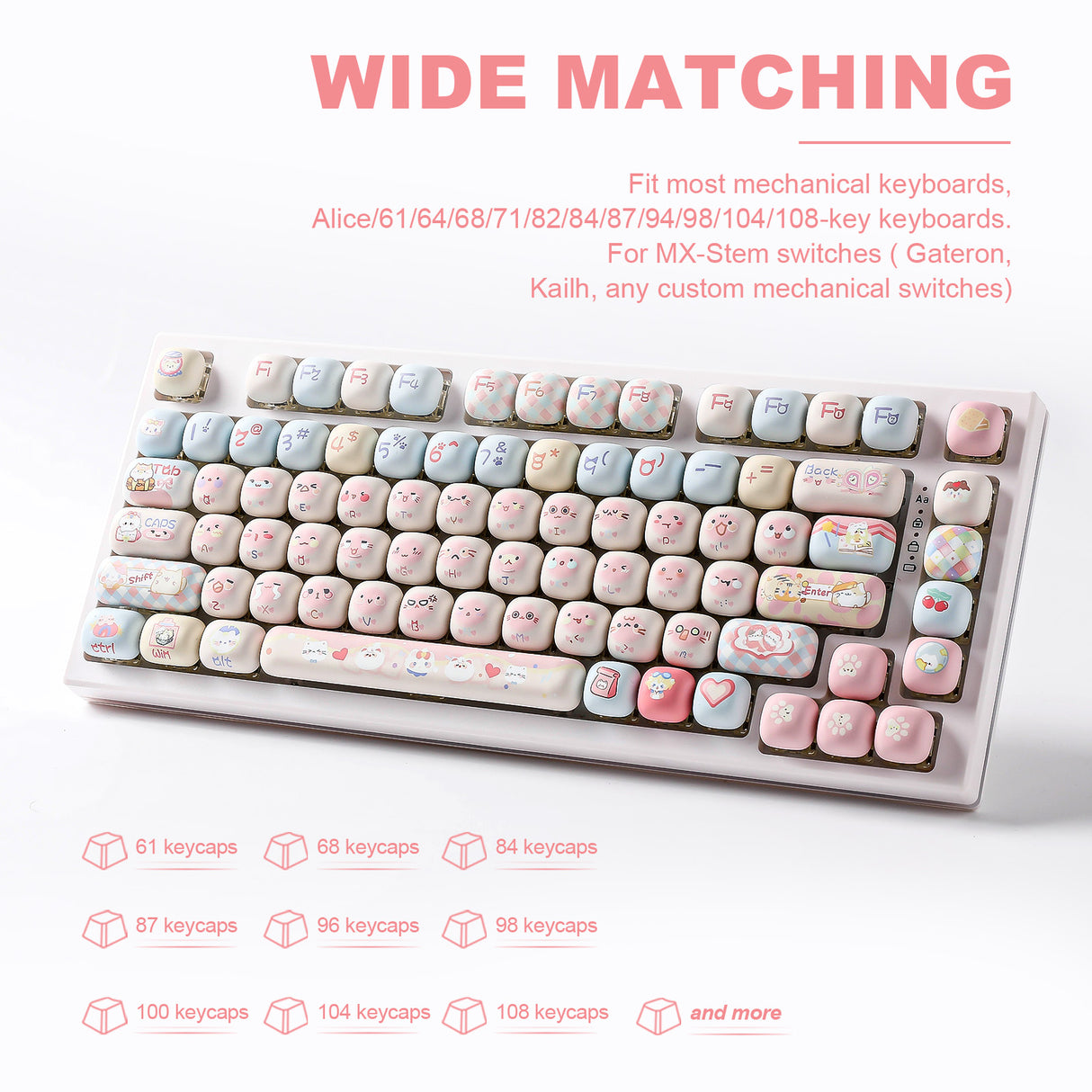 YUNZII Pink Kitten MOG Profile Keycap Set