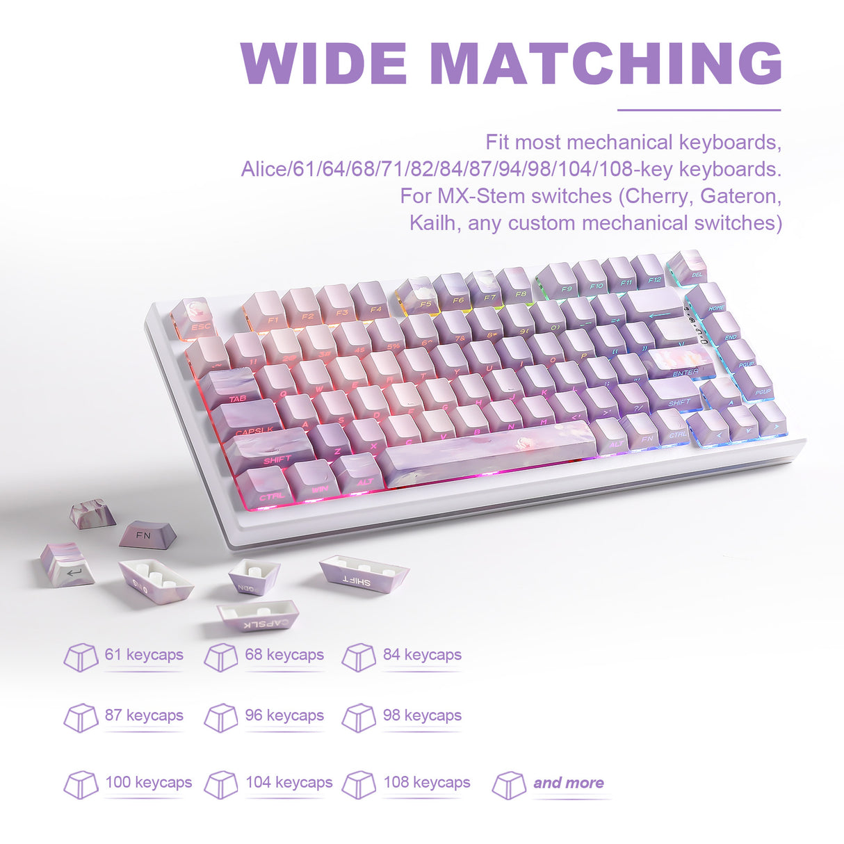 YUNZII Water Lily Cherry Profile Keycap Set