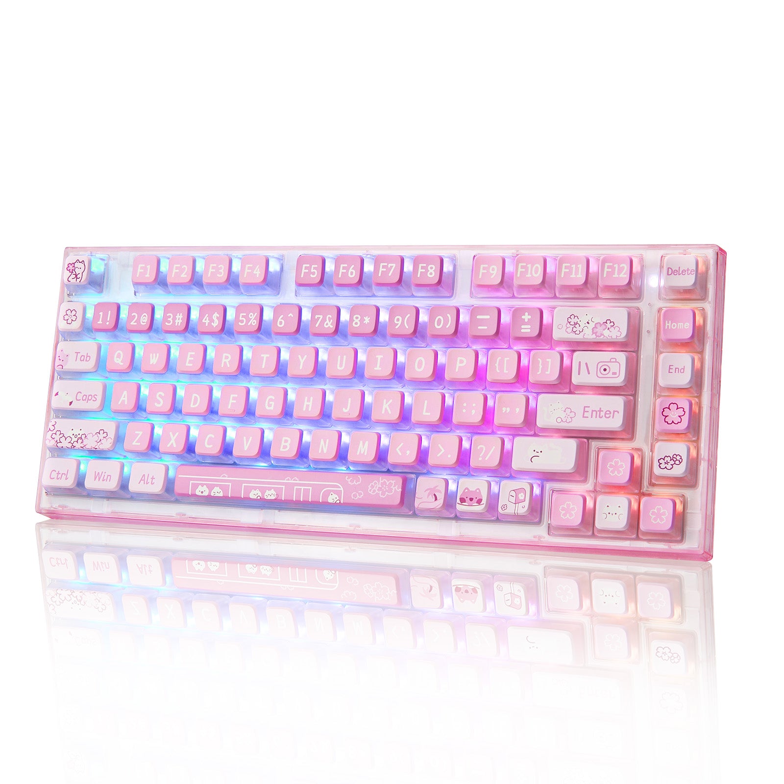 YUNZII X75/X75 PRO Pink 82 Keys Hot Swappable Gasket Transparent