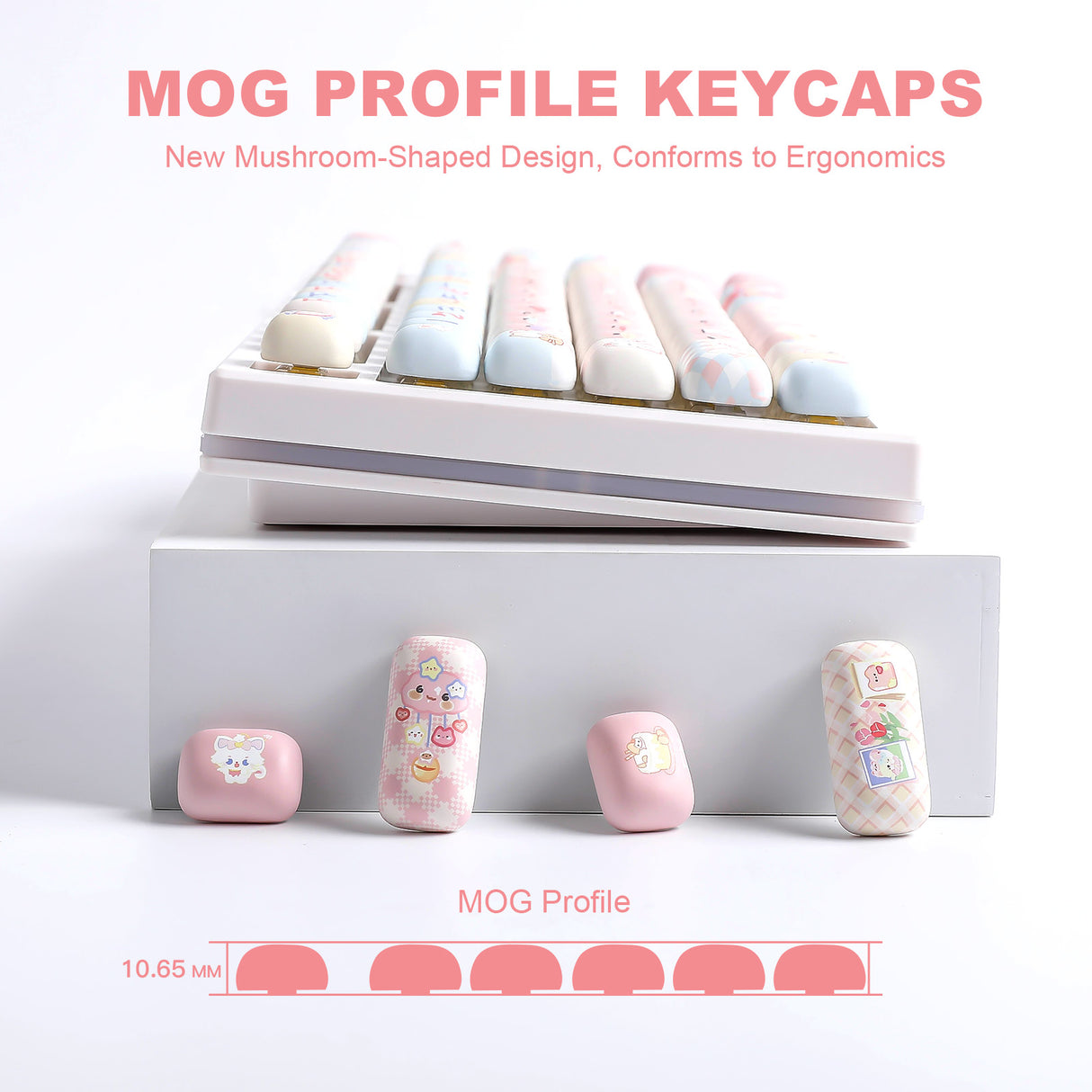 YUNZII Pink Kitten MOG Profile Keycap Set