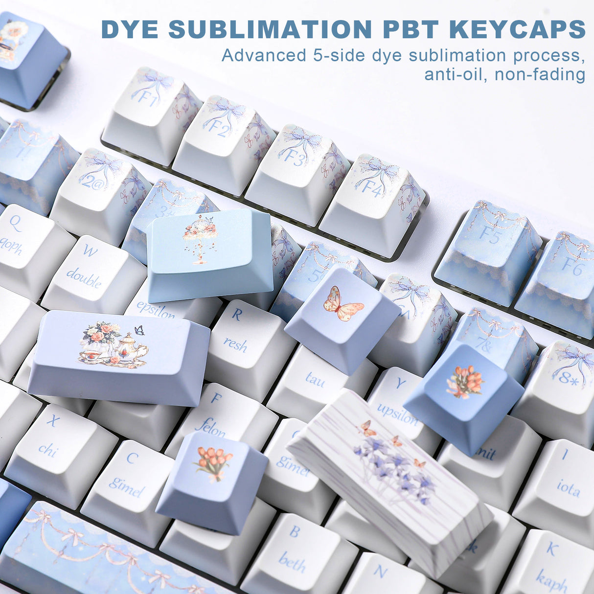 YUNZII Blue Butterfly Cherry Profile Keycap Set