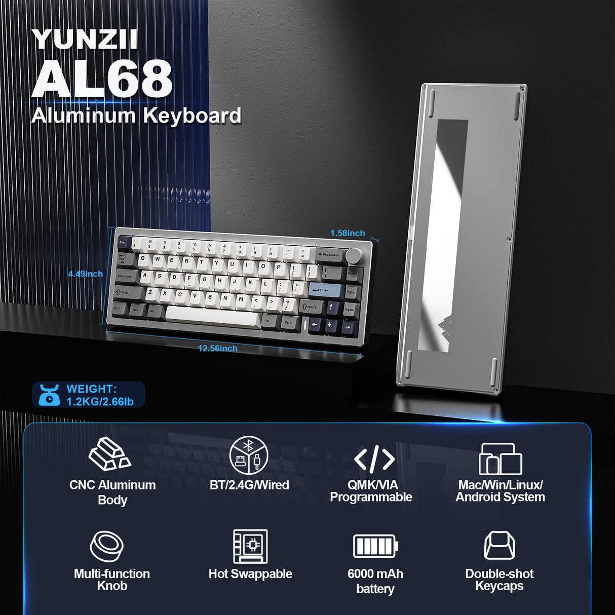 PRE ORDER YUNZII AL68 QMK/VIA Custom Mechanical Keyboard