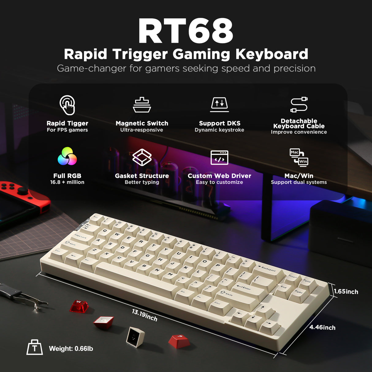 YUNZII RT68 Rapid Trigger Gaming Magnetic Keyboard