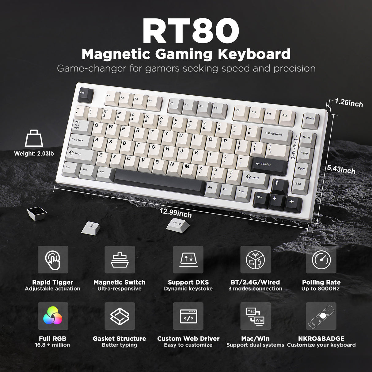 YUNZII RT80 Rapid Trigger 8K Magnetic Keyboard