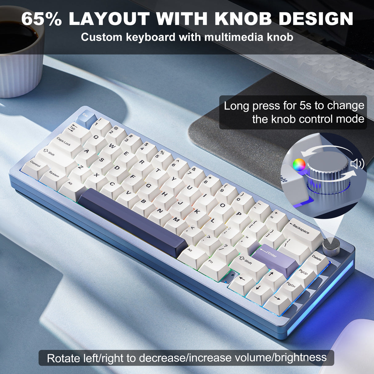 YUNZII AL66 Knob CNC Aluminum Wireless Mechanical Keyboard