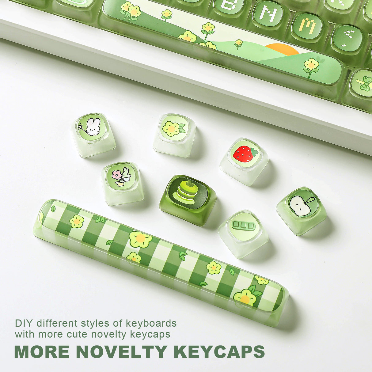 YUNZII Pudding Matcha Bunny MOA Profile Keycap Set