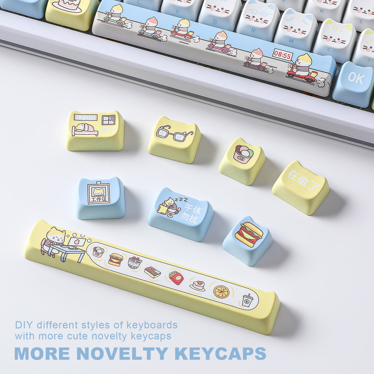 YUNZII Working Kitten MAO Profile Keycap Set