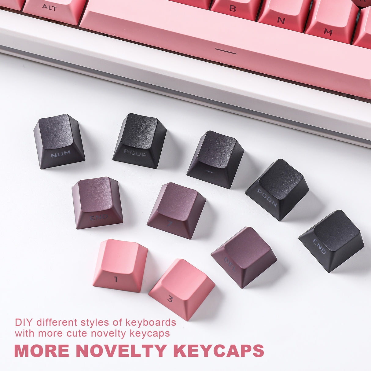 YUNZII Gradient Black Pink Cherry Profile Keycap Set