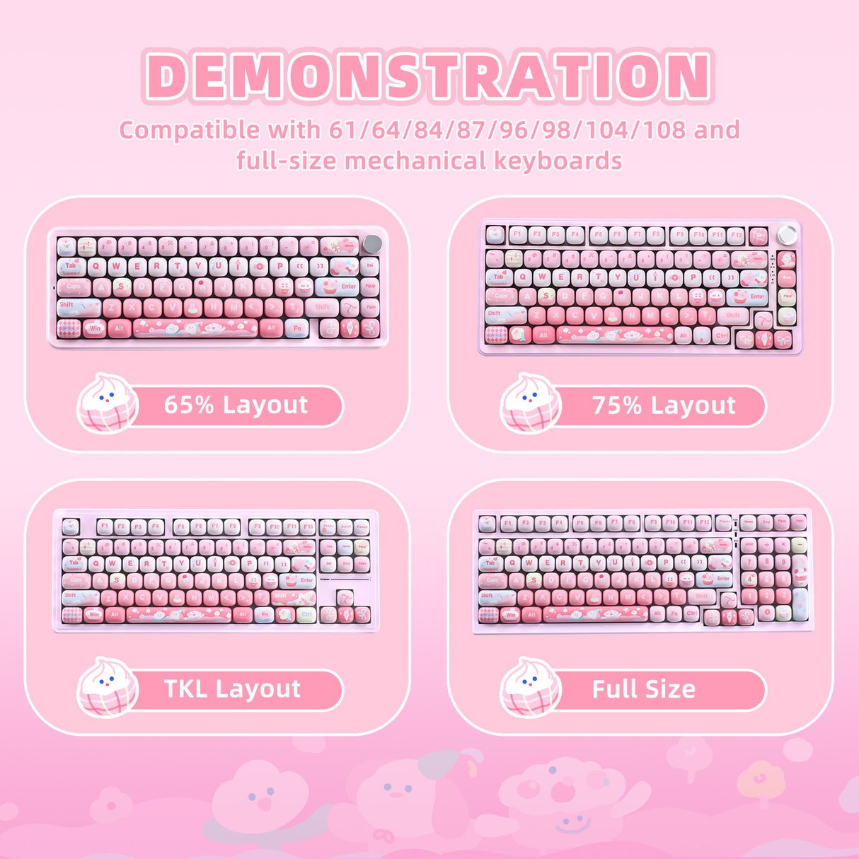 YUNZII Ice Cream MOG Profile Keycap Set