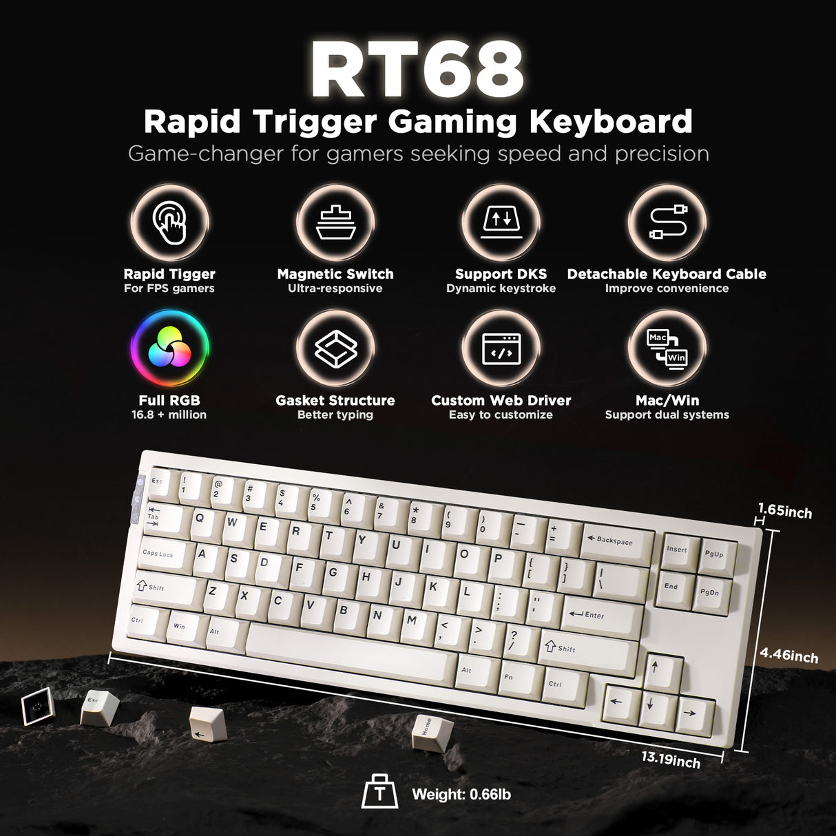 YUNZII RT68 Rapid Trigger Gaming Magnetic Keyboard