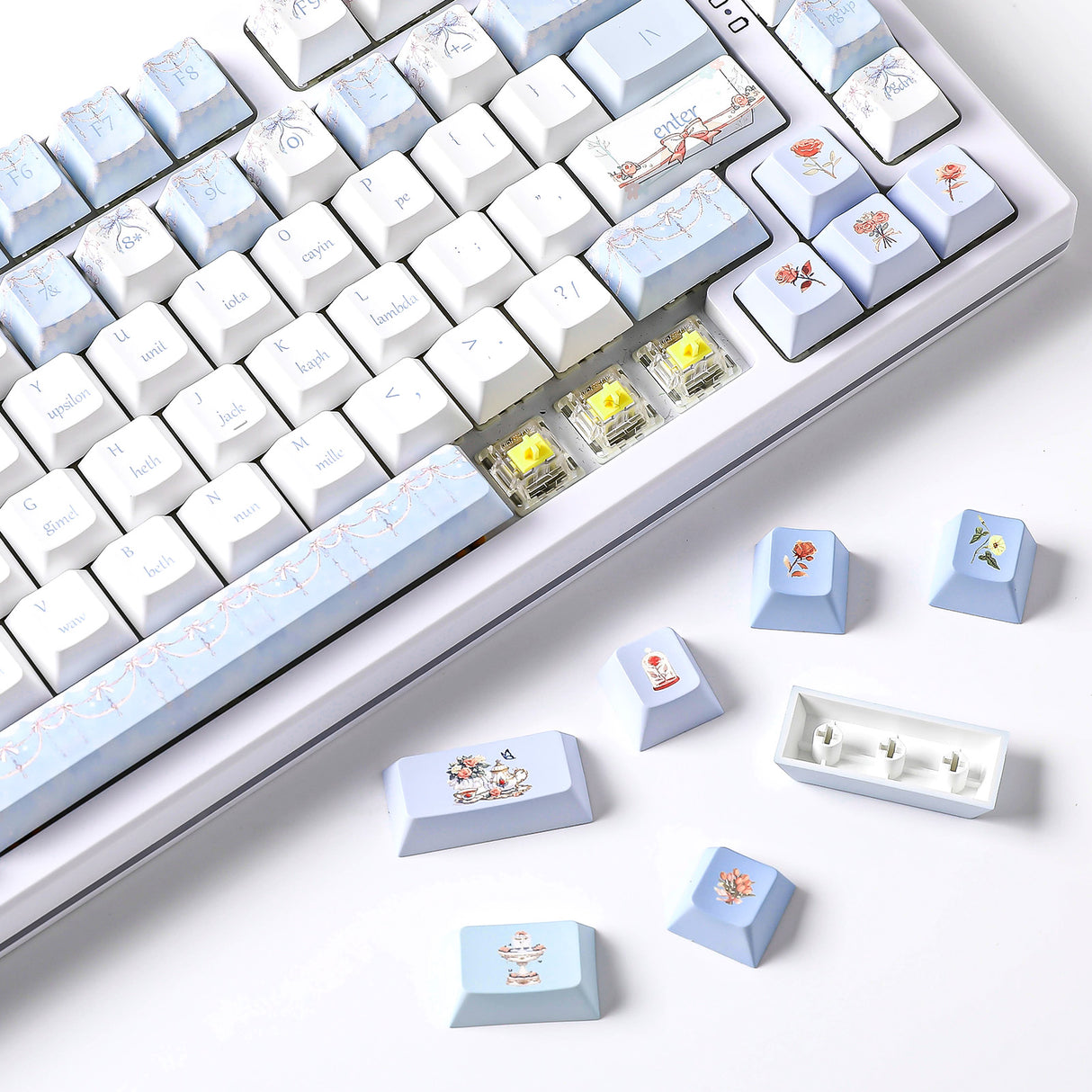 YUNZII Blue Butterfly Cherry Profile Keycap Set