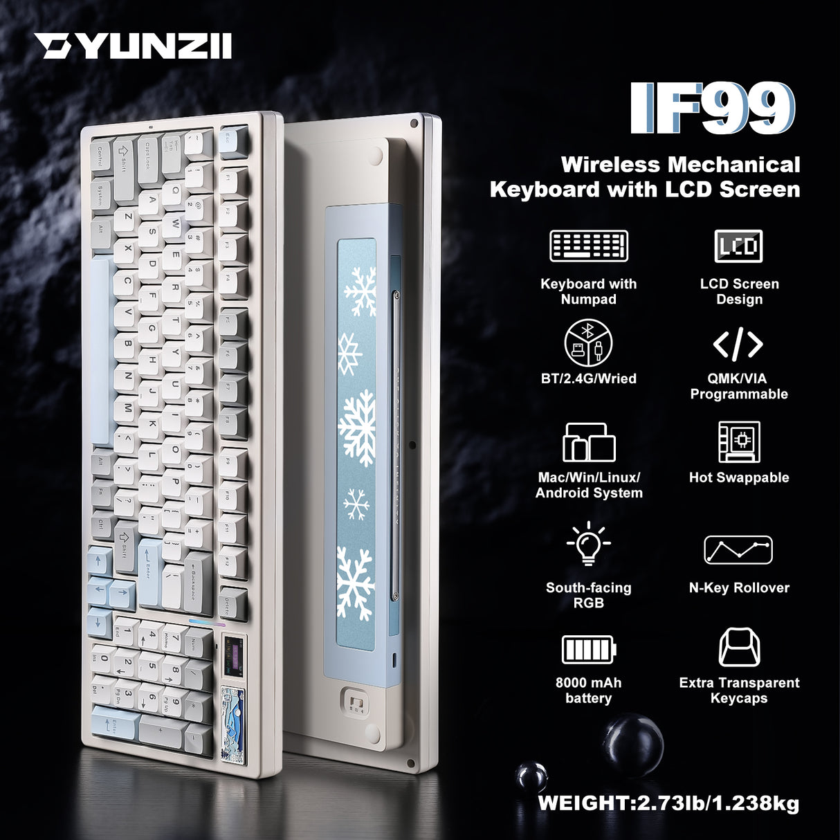 YUNZII IF99 QMK/VIA Full Size LCD Mechanical Keyboard