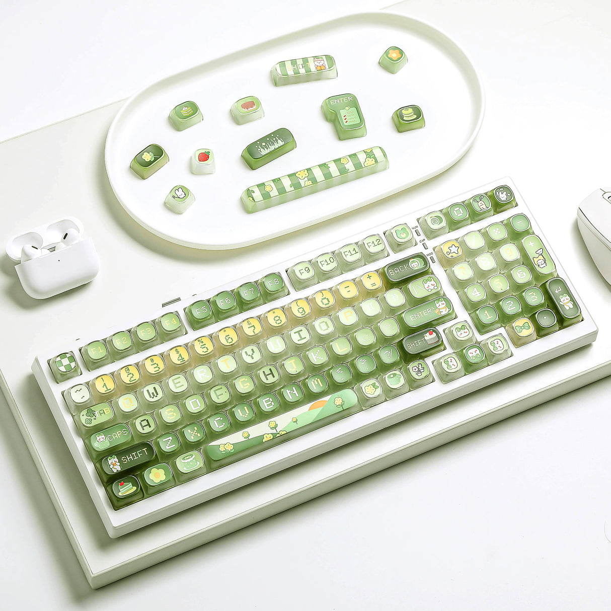 YUNZII Pudding Matcha Bunny MOA Profile Keycap Set