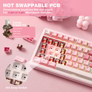 YUNZII B75 Pro Pink Wireless Mechanical Keyboard