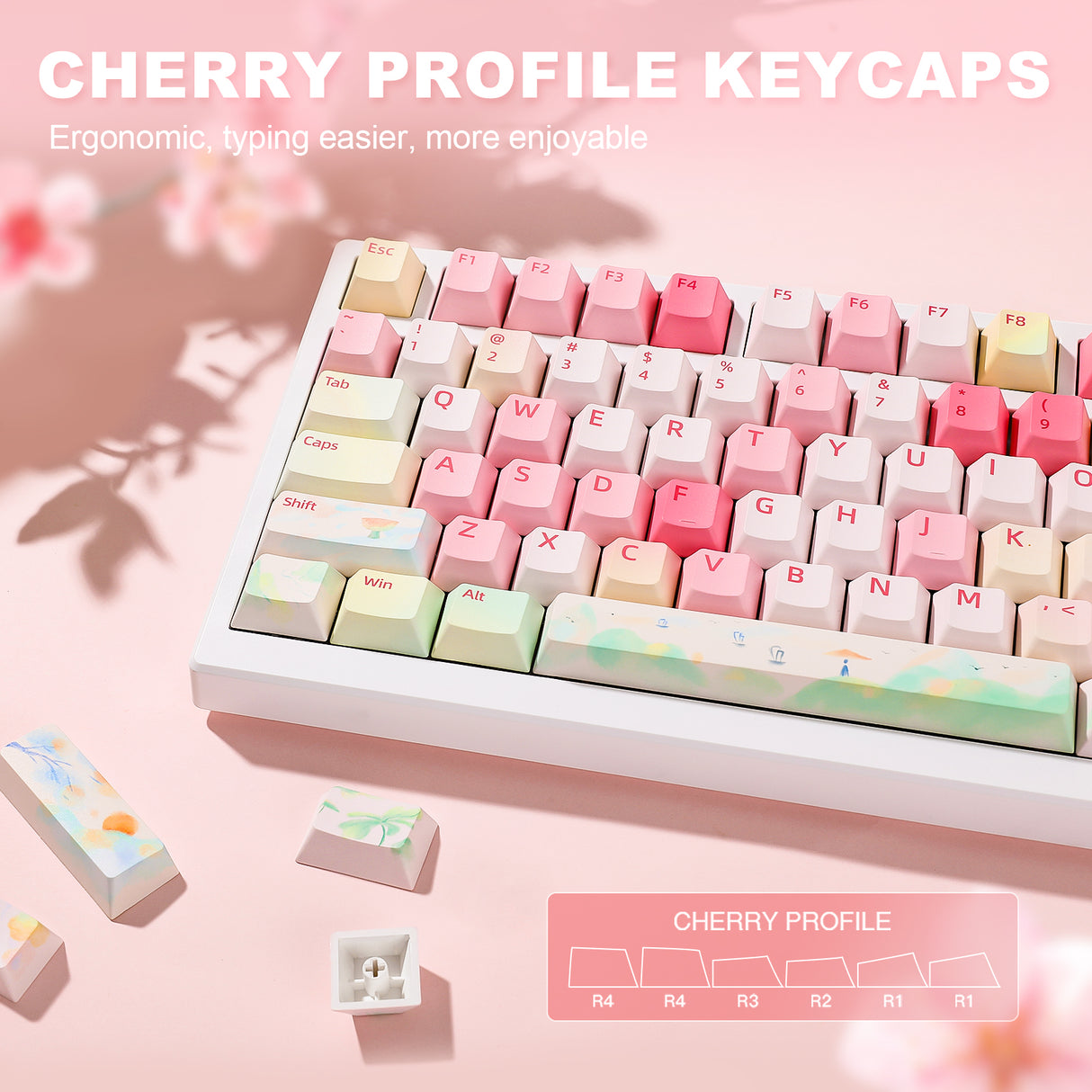 YUNZII Spring Garden Cherry Profile Keycap Set