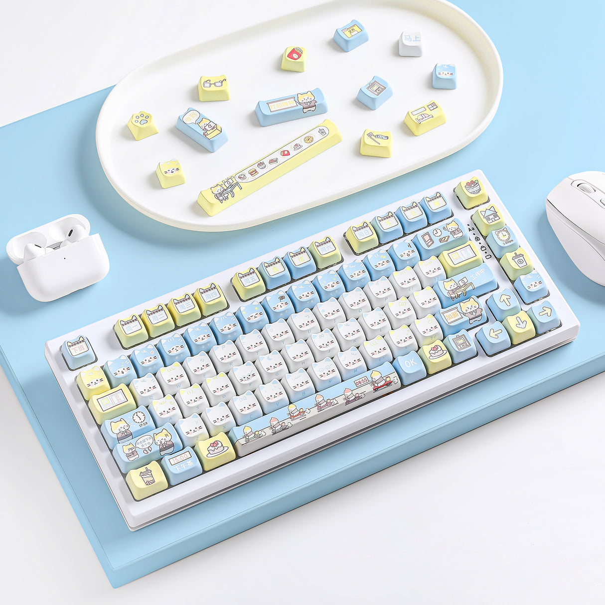 YUNZII Working Kitten MAO Profile Keycap Set