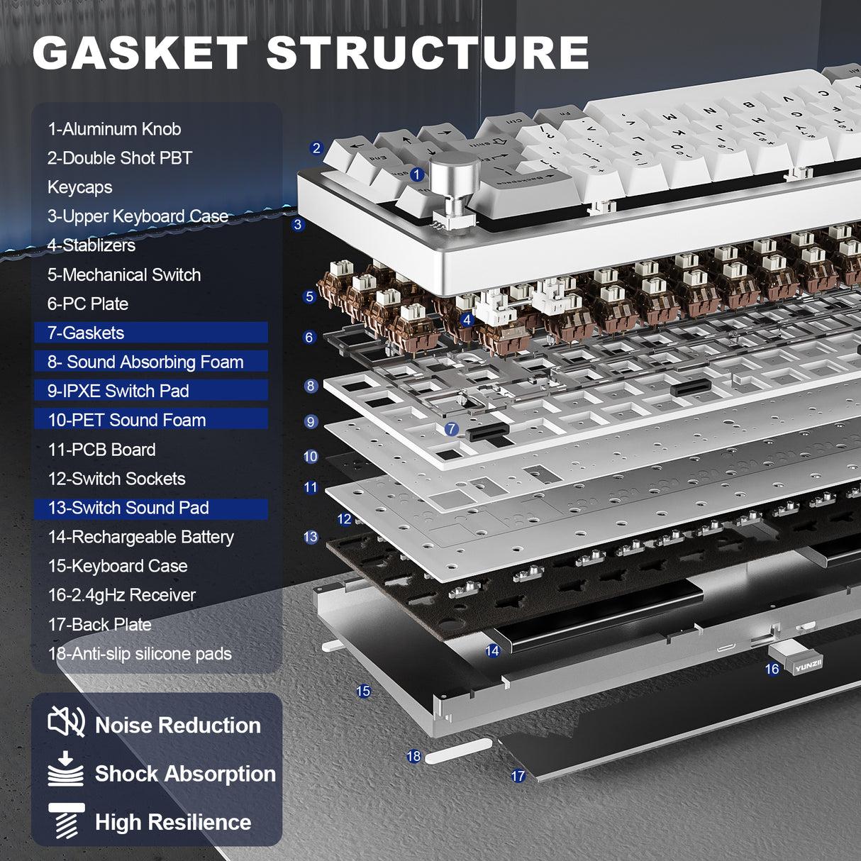 YUNZII AL68 QMK/VIA Custom Mechanical Keyboard