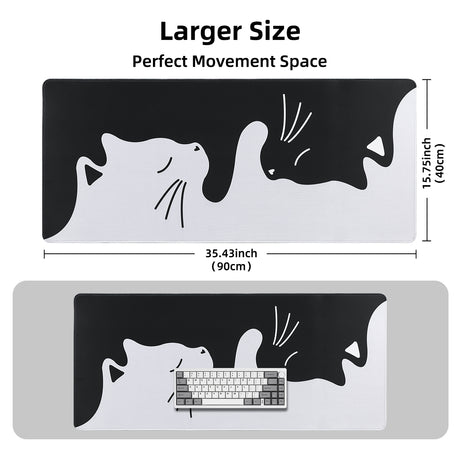 YUNZII Hug White Cat Mouse Pad Desk Mat