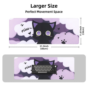 YUNZII Black Cat Mouse Mat Desk Pad