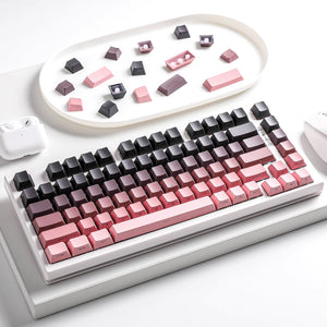 YUNZII Gradient Black Pink Cherry Profile Keycap Set