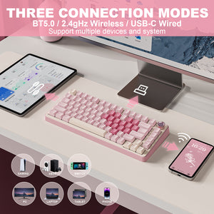 YUNZII B75 Pro Pink Wireless Mechanical Keyboard