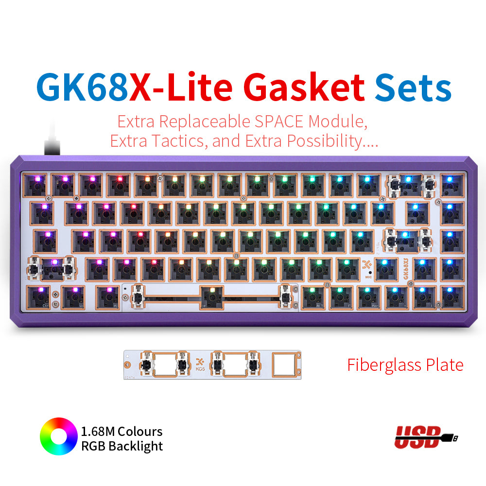 YUNZII GK68 Lite-Gasket Keyboard Kit With CNC Aluminum Keyboard Case