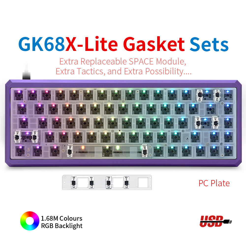 YUNZII GK68 Lite-Gasket Keyboard Kit With CNC Aluminum Keyboard Case