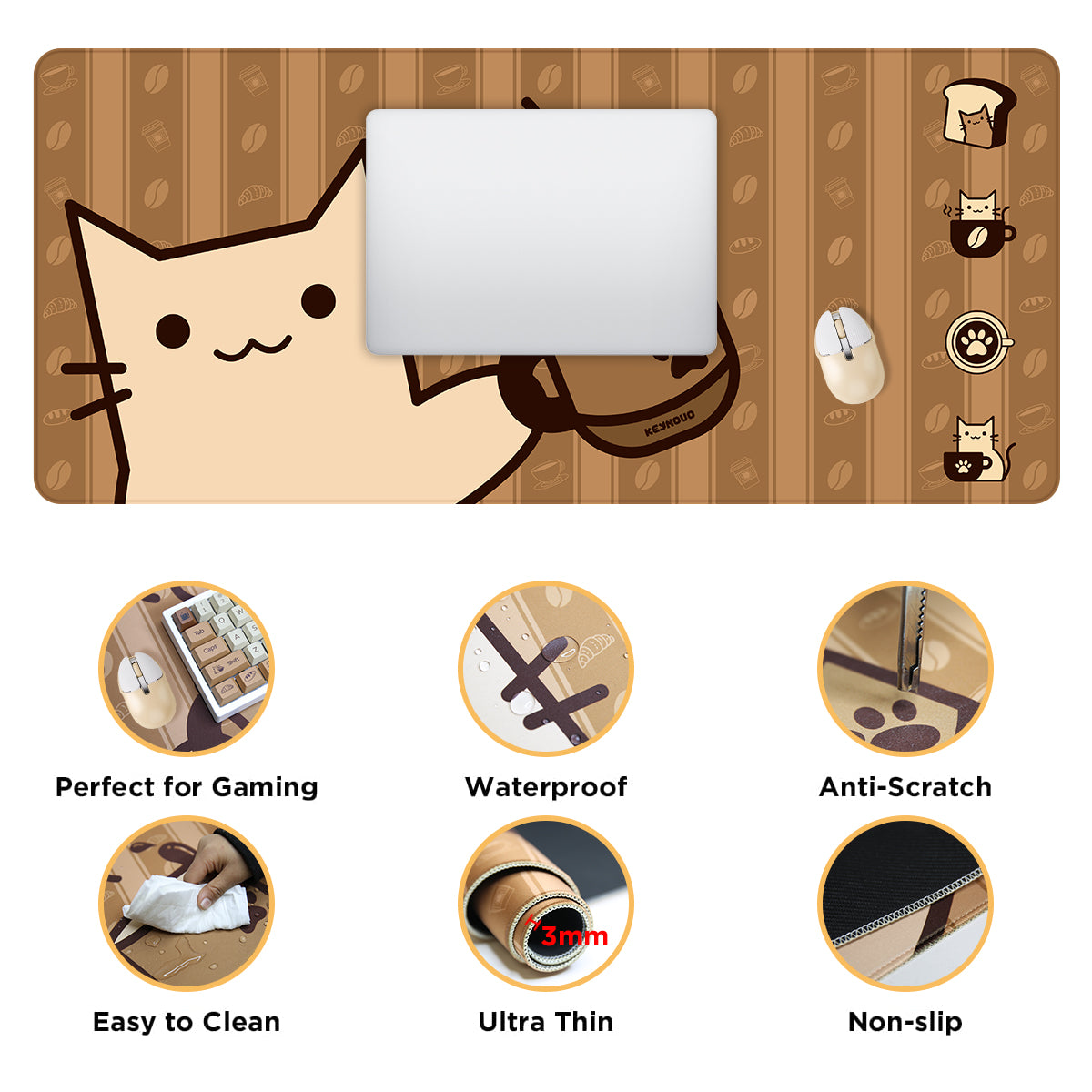 YUNZII Keynovo Shaped Mouse Mat Desk Pad - Cat – YUNZII KEYBOARD