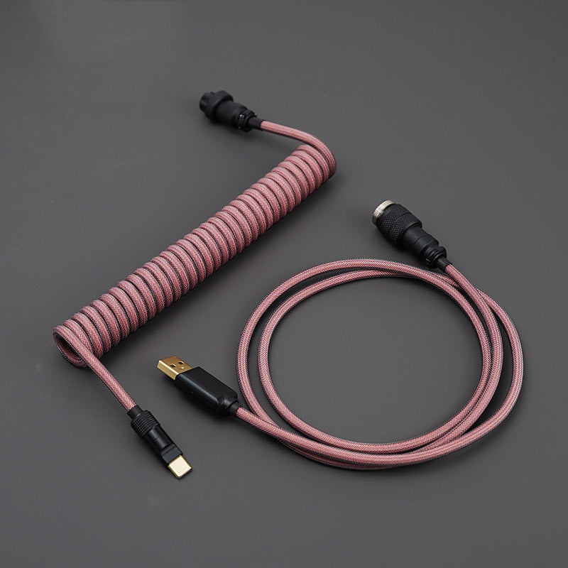 YUNZII Custom Coiled Aviator USB Cable-Black Pink